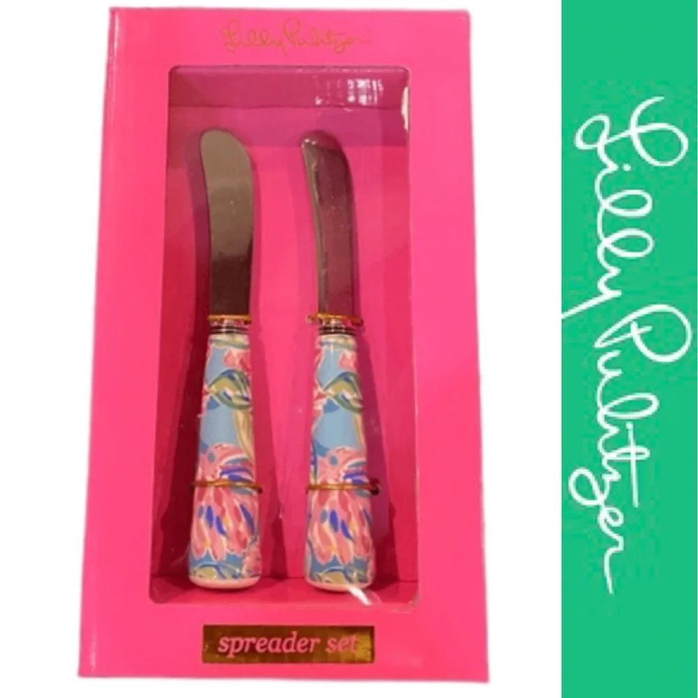 Lilly Pulitzer Entertaining Decor Set Serve Appetizers Cheese Jam Hors D’oeuvres